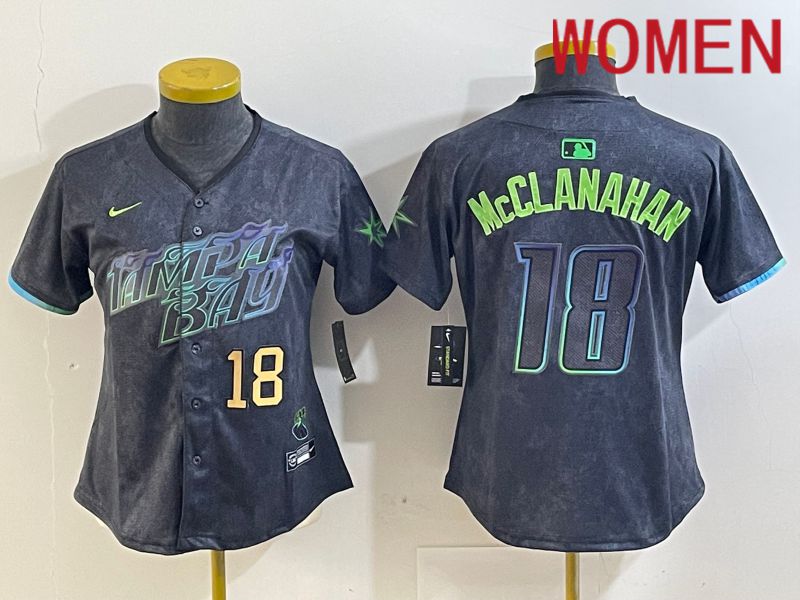 Women Tampa Bay Rays #18 Mcclanahan Black City Edition 2024 Nike MLB Jersey style 3->women mlb jersey->Women Jersey